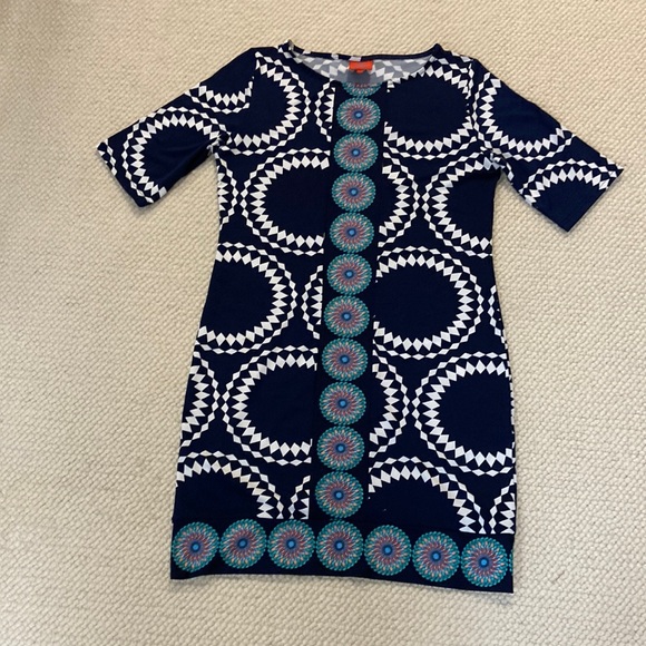 Tracy Negoshian Dresses & Skirts - Tracy Negoshian Navy, White & Teal Geometric Mini Dress